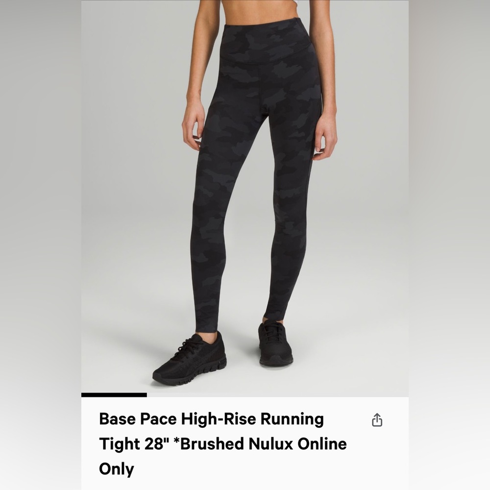 Lululemon Base Pace High Waist Running Pant 28”, Brushed Nulux